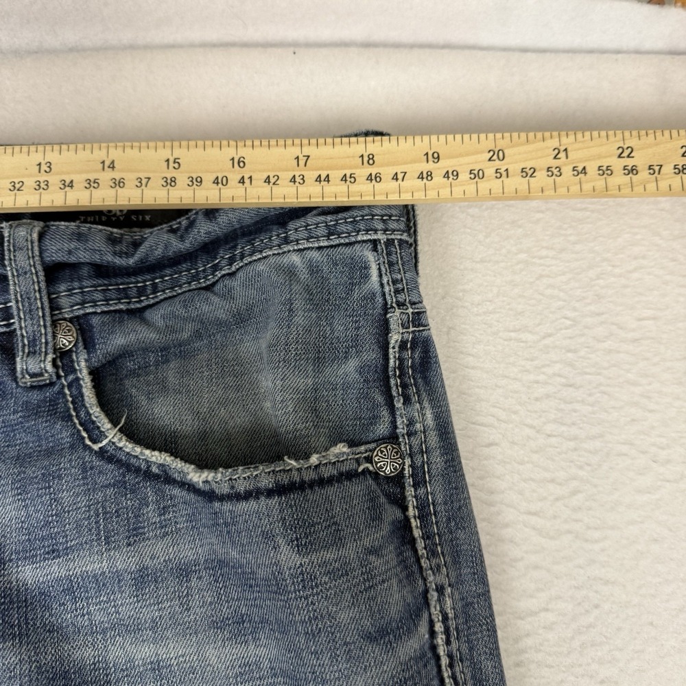 Affliction Cooper Relaxed Bootcut Jeans Mens 36 Distressed Stone Blue Y2K Denim - Picture 5 of 10